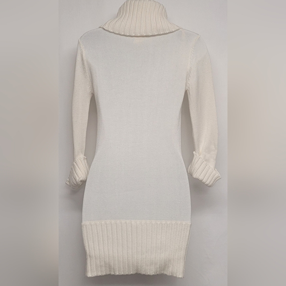 Candie's S Ivory Creamy Off White Cowlneck Long Sweater 3/4 Cuffed Sleeve - Picture 3 of 5
